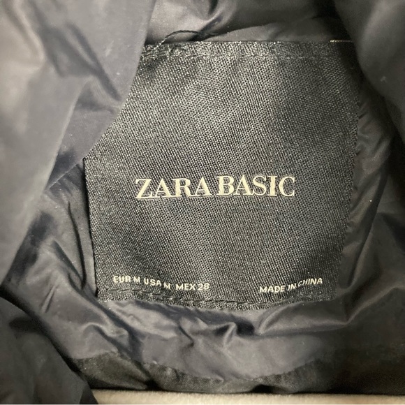 Zara short puffer coat color blocking black orange green quilted size small - Picture 15 of 16